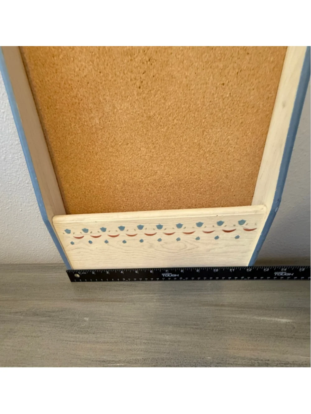 Vintage 80s/90s Country Folk Art Wooden Cork Board Mail Organizer – Heart Cutout
